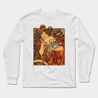 Lady with bike (on cream) Long Sleeve T-Shirt